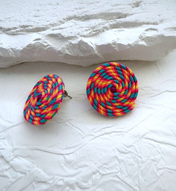 Kolczyki lollipop ze sznurka – styl boho - obrazek 3