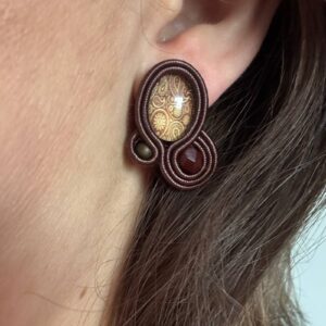 kolczyki sztyfty sutasz czekoladowe handmade